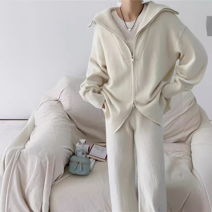 어던무드 여성 트레이닝복 세트 고퀄 두툼 원단 투웨이 집업 니트 상의 바지