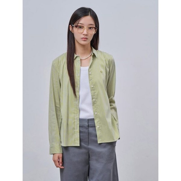 매장정품 빈폴레이디스 데일리룩 코튼 혼방 스트라이프 셔츠 애플 하객룩