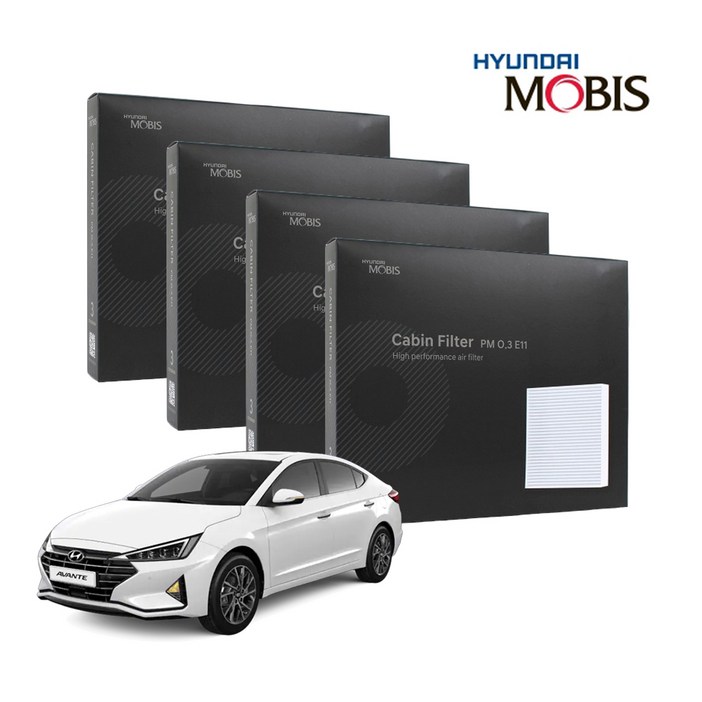 현대모비스 정품 프리미엄 에어컨필터 2년분 4개입 아반떼AD 전용 2015년2019년식 적용
