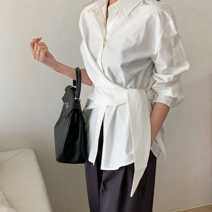 루크 벨트랩 오버핏 셔츠 블라우스