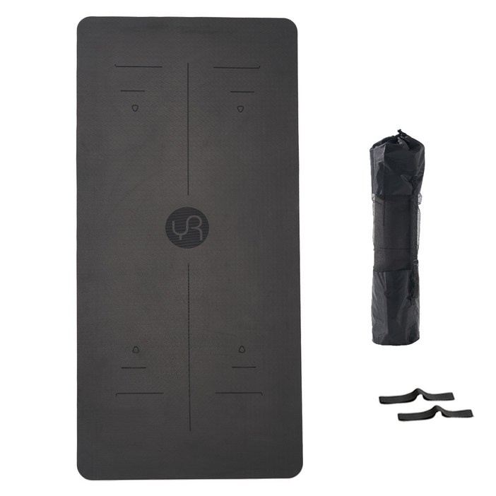 유렌 센터라인 요가매트 미끄럼방지 TPE 90cm 와이드 필라테스 운동매트, 1개, 블랙