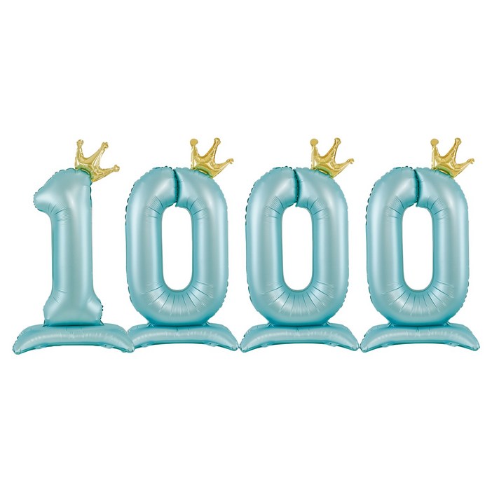 쏙쏙마켓 대형 스탠딩 숫자 은박 풍선 생일파티용품 라이트 블루, 1개, 숫자 1000