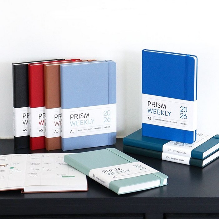 2026 위클리 날짜형 다이어리 A5 프리즘 스케줄 플래너 25절 주간 업무용 직장인, 블랙