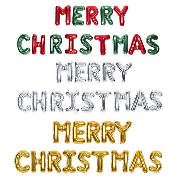메리크리스마스 은박 풍선세트 크리스마스 가랜드 MERRY CHRISTMAS 3COLOR, 실버