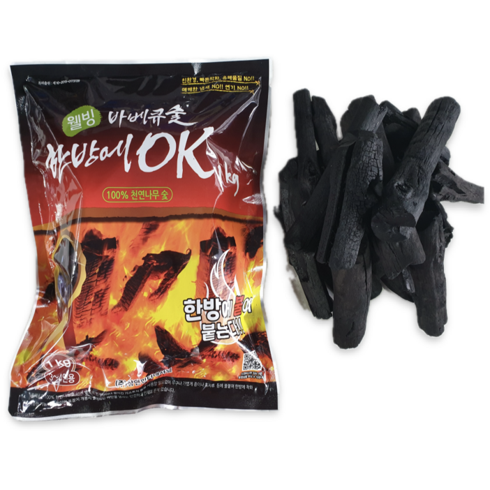한방에OK 간편점화 착화숯 캠핑 숯불 바베큐 구이용 번개탄 대용, 1kg, 1개 한방에OK 간편점화 착화숯 캠핑 숯불 바베큐 구이용 번개탄 대용, 1kg, 1개