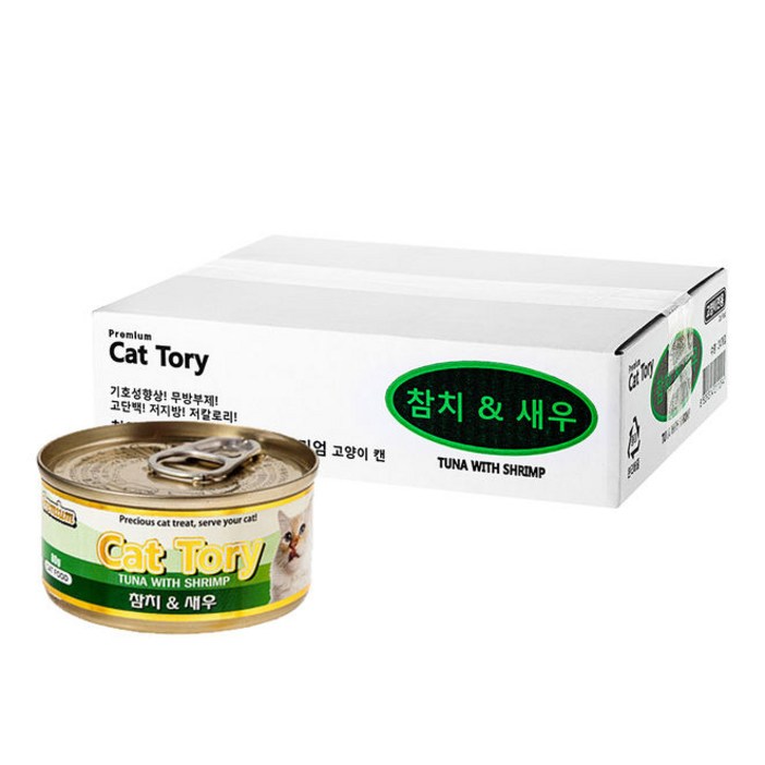 캣토리 프리미엄 적참치 고양이캔, 참치새우, 80g, 24개