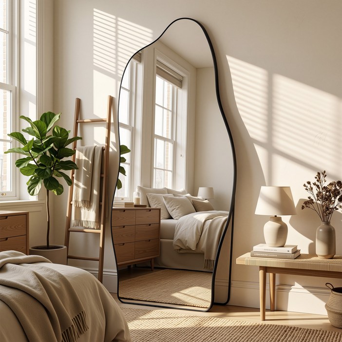 안토크 비정형거울 스탠드 벽걸이 거치형 대형 3in1 전신거울 1700X650, 블랙