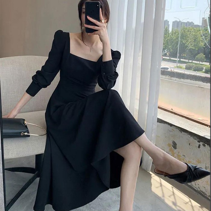 아르무아 하이 여성 가을 긴팔 빅사이즈 블랙 하객 롱 원피스 아르무아 하이 여성 가을 긴팔 빅사이즈 블랙 하객 롱 원피스