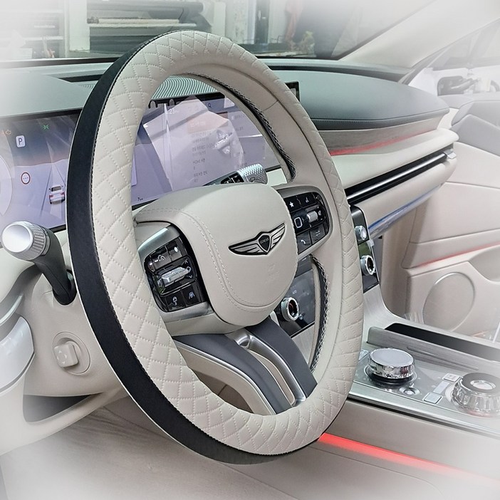 픽스 핸들커버 국내제작 전차종 사계절 참숯가죽 투톤 원톤 원형 D컷 사각핸들, 바닐라베이지