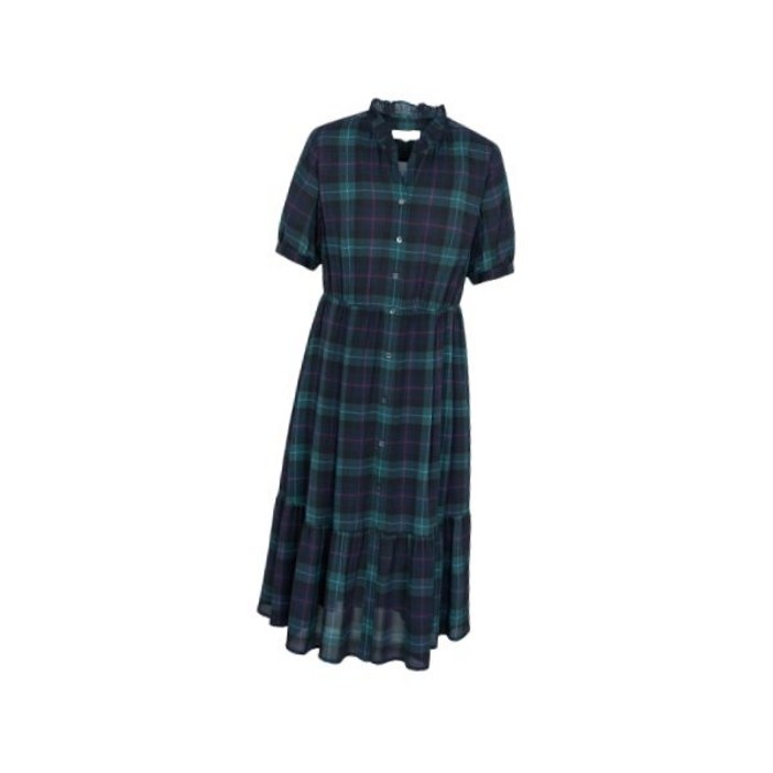 정품 빈폴 레이디스 타탄체크 폴리 쉬폰 원피스  네이비 BF5771C03R 균일가 딜