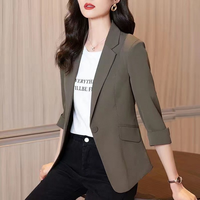 Bersdnor 여름 여성용 베이직 얇은 자켓 블레이저 칠부 소매 자외선 차단 상의 Bersdnor 여름 여성용 베이직 얇은 자켓 블레이저 칠부 소매 자외선 차단 상의