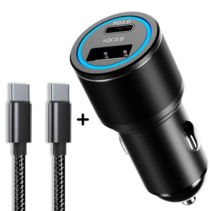 오어스 USB to C타입 38W 2포트 차량용 시거잭 고속 충전기