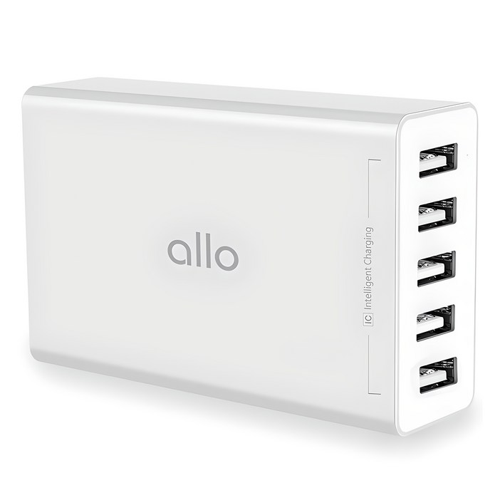알로코리아 USB 5포트 2.4A 스마트 멀티 고속 충전기 UC401S, 화이트, 1개