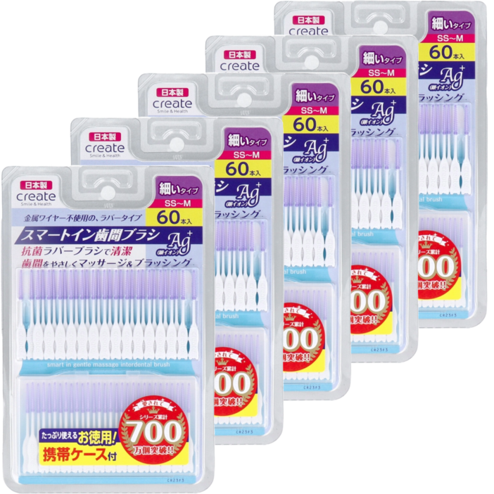 소프트 치간칫솔 보통 SS~M, 60개입, 5개