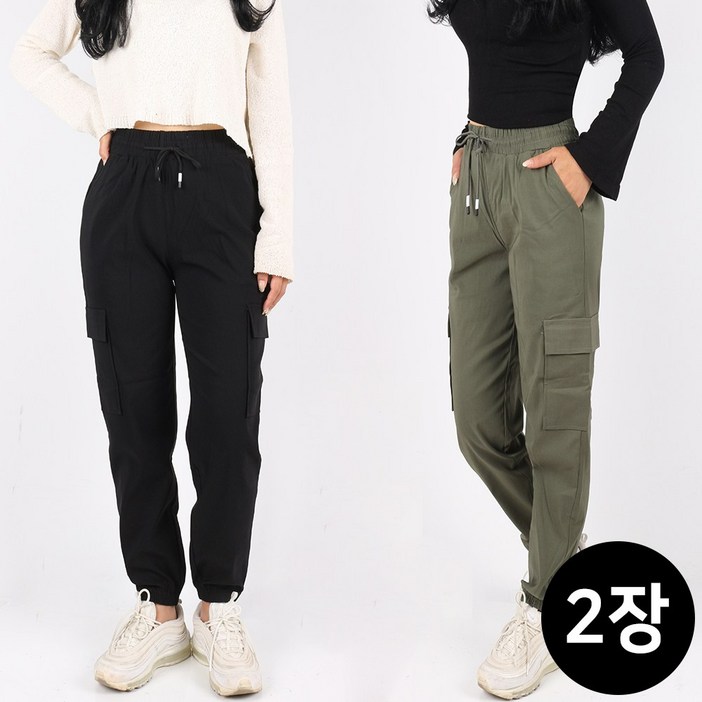 11SPM여성면스판조거팬츠 여자 스판 밴딩 카고 조거 데일리 팬츠 빅사이즈