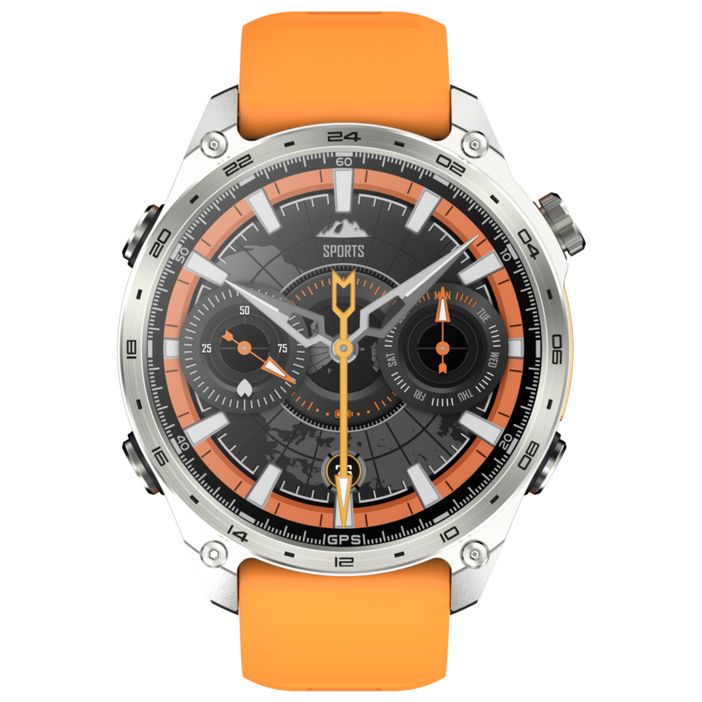 한국어 문자판 HUADAI HD300PRO 다기능 아웃도어 스마트워치 GPS내장 NFC결제 지원 오프라인지도 건강관리 방수 피트니스 시계, GPS + 블루투스, 36.3mm, 오렌지 [선물상자 포함]