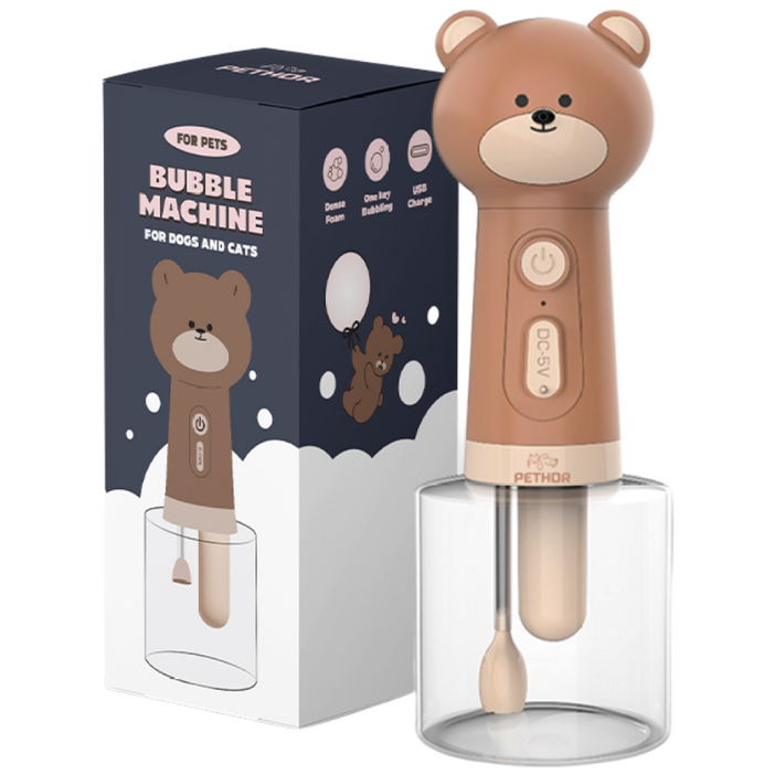 페토르 방수 강아지 고양이 목욕 곰돌이 자동거품기, 1개, 곰돌이