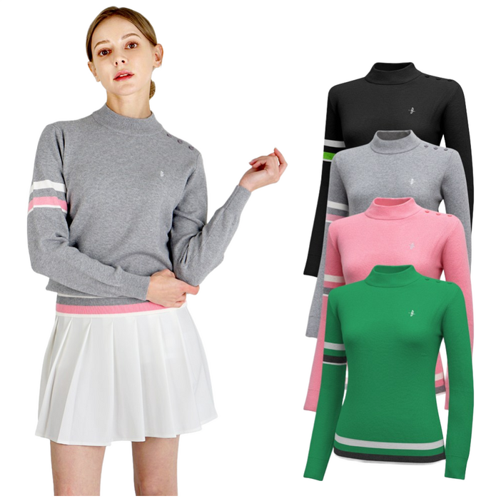 빌트모아 여성 골프웨어 겨울 폴린 반목 니트 티셔츠