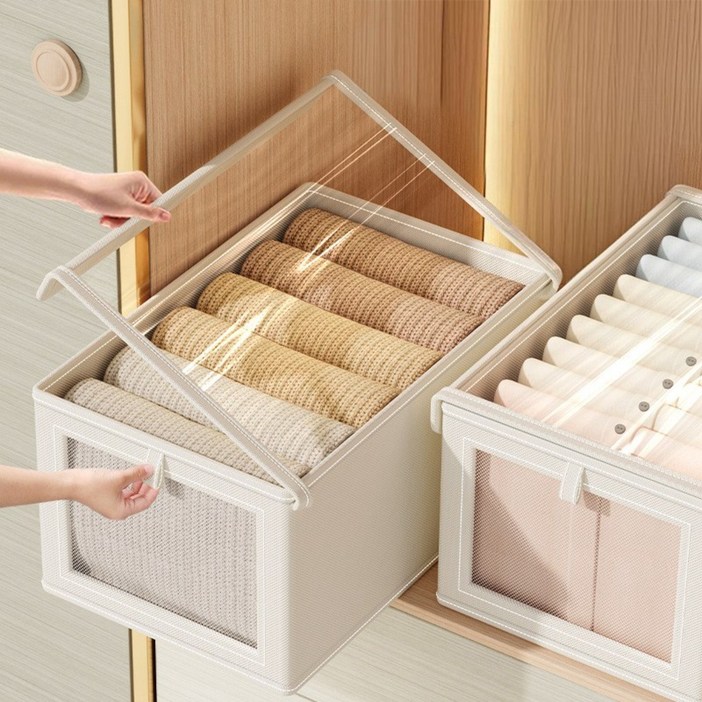 모아봐 먼지 걱정 없는 옷 정리 수납함 대용량 다기능 수납함, 4개, 베이지색