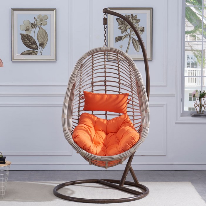 수오 소담 1인용 흔들 라탄 그네의자, 오렌지