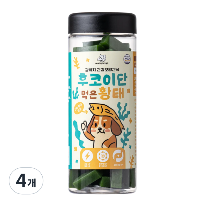 [국내제조] 레디펫고 강아지 후코이단 황태 건강보양 동물병원 간식 면역력 활력 가수분해 영양 저알러지 트릿, 4개, 300g, 혼합맛(후코이단/황태)