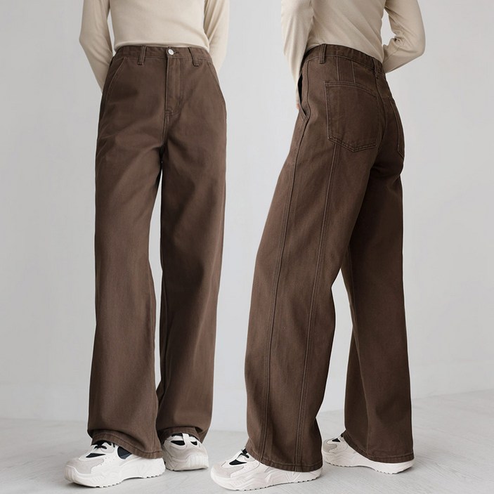 앤드스타일 여성용 숏/기본/롱 기장 딱맞진 No8 트윌코튼 절개 인밴딩 와이드 팬츠 264397