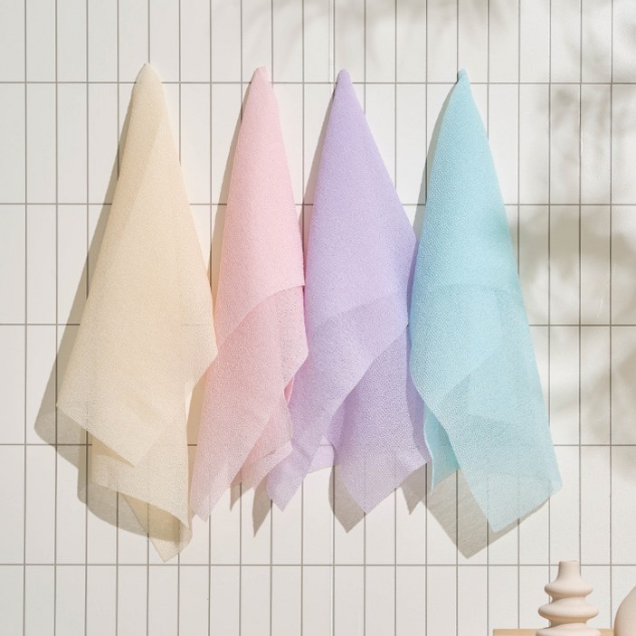 샤바스 매일쓰는 데일리 샤워타월 파스텔, 블루  바이올렛  핑크  옐로우, 4개입, 1세트