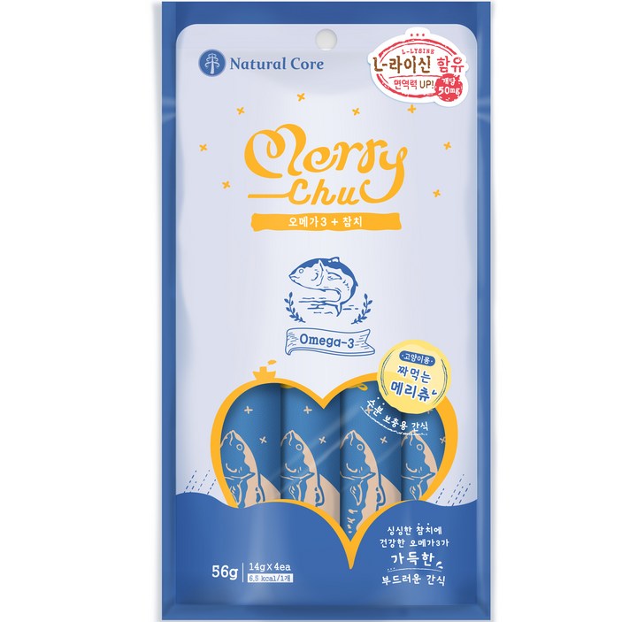 네츄럴코어 메리츄 참치 오메가 3 짜먹는 고양이 간식