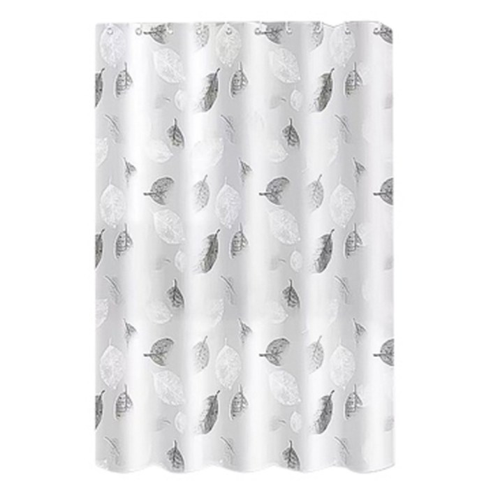 블럭마트 심플 나뭇잎 샤워커튼