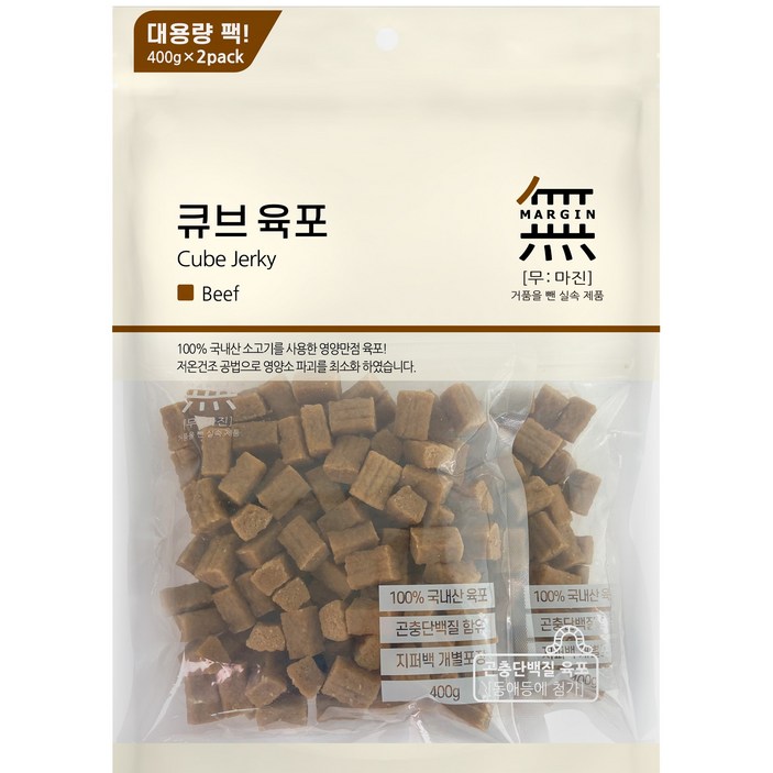 무마진 큐브 육포 강아지 간식 져키, 소고기맛, 800g, 1개 무마진 큐브 육포 강아지 간식 져키, 소고기맛, 800g, 1개