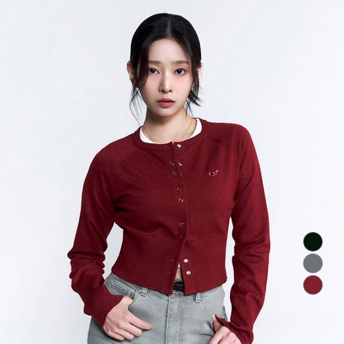 키르시 스몰 체리 스냅 포인트 슬림 가디건 키르시 스몰 체리 스냅 포인트 슬림 가디건