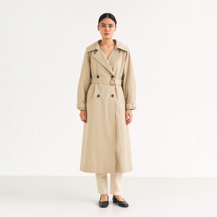 온앤온 여성용 볼륨 슬리브 트렌치 코트
