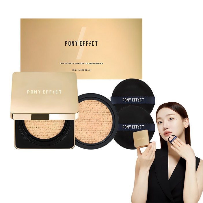 포니이펙트 커버스테이 쿠션 파운데이션 EX 본품 15g + 리필 15g, 웜21호내추럴아이보리, 1개