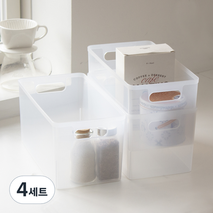 아임홈리빙 심플 바스켓 팬트리 수납함 심플세트 2호, 4세트, 투명