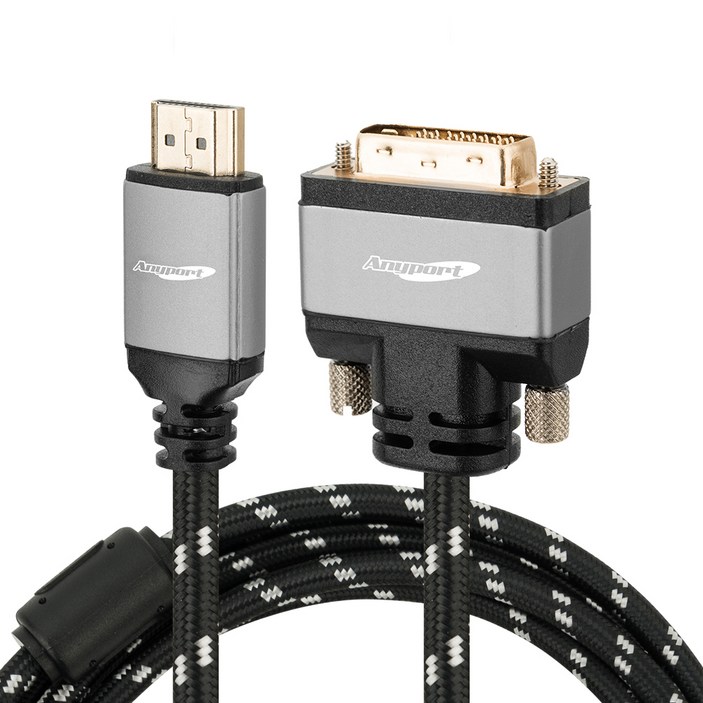 모니터케이블 애니포트 HDMI to DVI-D Ver 2.0 양방향 메탈그레이 케이블 AP-DVIHDMI020M, AP-DVIHDMI020M