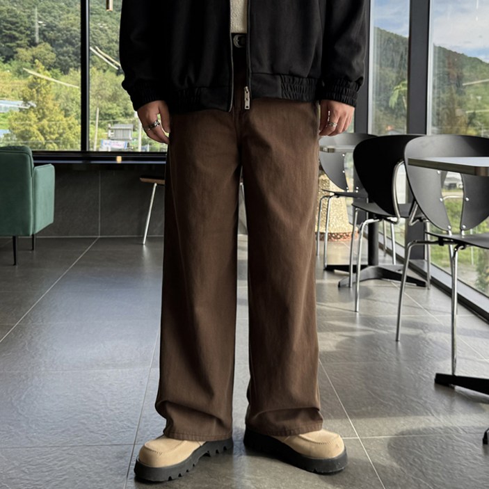 머시따 남성용 숏기본롱 기장 사이드 절개 라인 인밴딩 코튼 와이드 팬츠