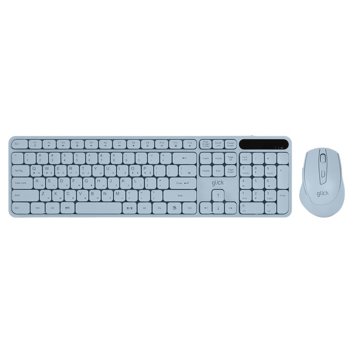 지클릭커 OFFICEPRO 사일런트 L 무소음 인체공학 무선 키보드  마우스 세트, 블루, WMK70, 일반형