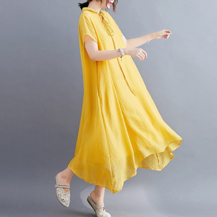 에리페 여성용 언발란스 리본 루즈 롱 원피스