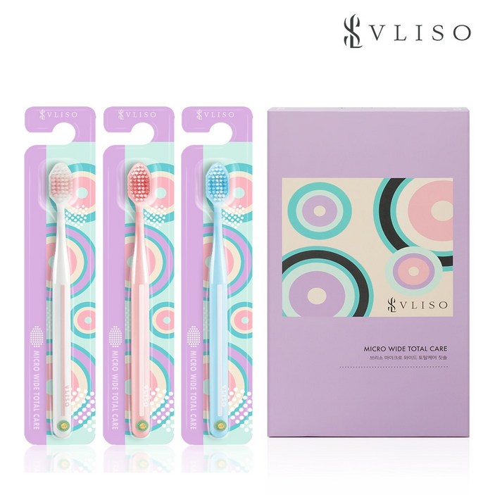 VLISO 브리소 마이크로 와이드 토탈케어 칫솔, 1세트, 3개입 VLISO 브리소 마이크로 와이드 토탈케어 칫솔, 1세트, 3개입