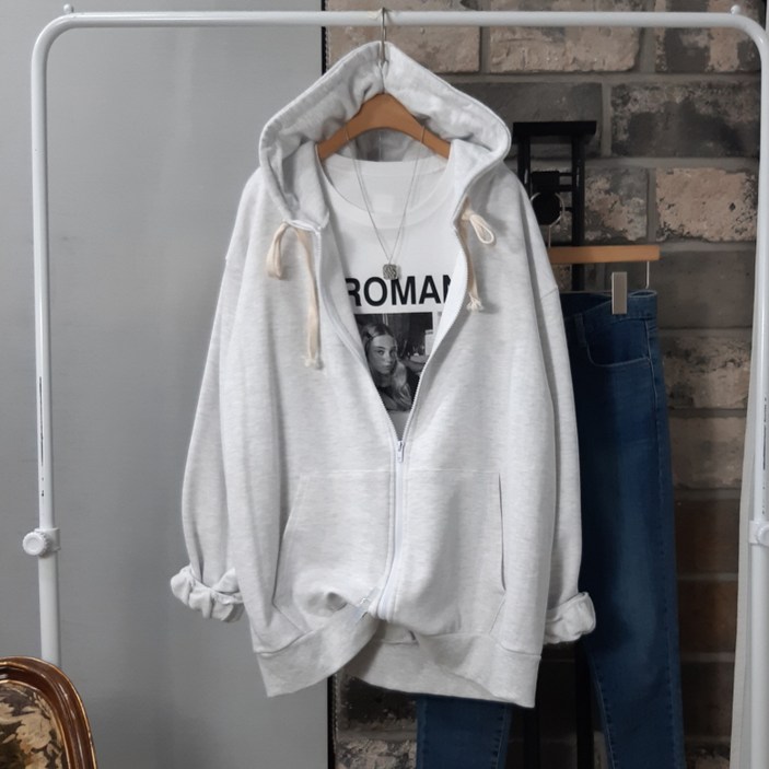 상상그이상 여성용 국내제작 쭈리 캥거루 집업후드 가성비 좋은 무지 오버핏 후드티 탄탄한 부드러운 면 쭈리안감 간절기 트레이닝 후드집업