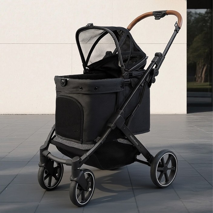 MekkMomo 강아지 유모차 고양이유모차 원터치 퀵폴딩 개모차 애완견유모차 애완유모차 22KG, 검은색, 1개