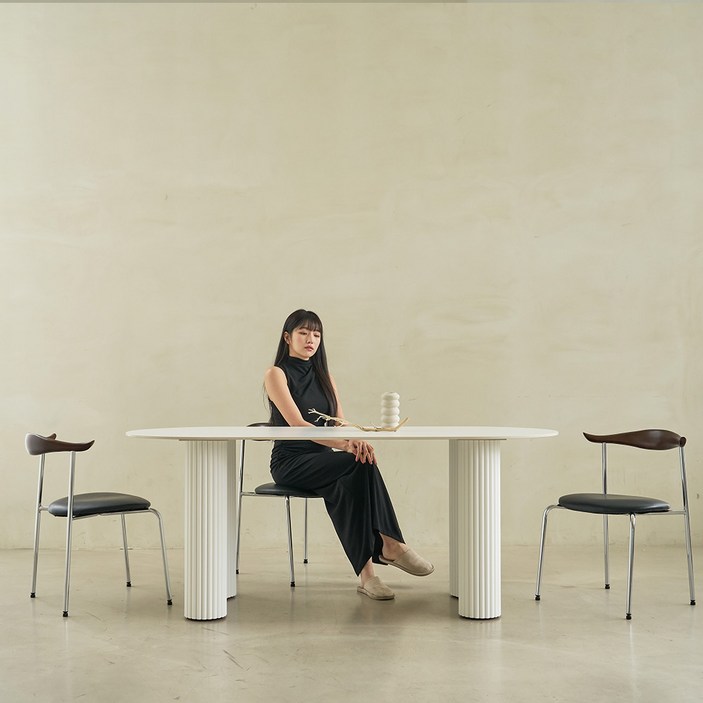 제이픽스 블랑 포세린 통 세라믹 템바보드 식탁 테이블 3size 2color
