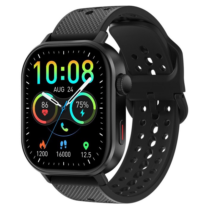 와피크 아웃도어 스마트 워치 ST60 SOS통화 AI운동인식 스포츠시계, GPS  블루투스, 5.4cm, 블랙