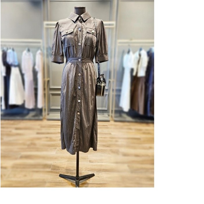 시슬리 SISLEY  셔츠형 반팔 롱 원피스 SAOPC3331