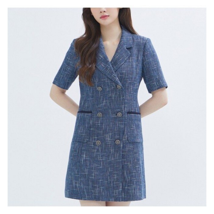 로엠 반팔 자켓형 트위드 원피스 RMOWC38R12T