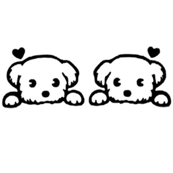 귀여운 강아지 말티즈 스티커 자동차 빼꼼 반사 데칼, 블랙 L사이즈, 1개