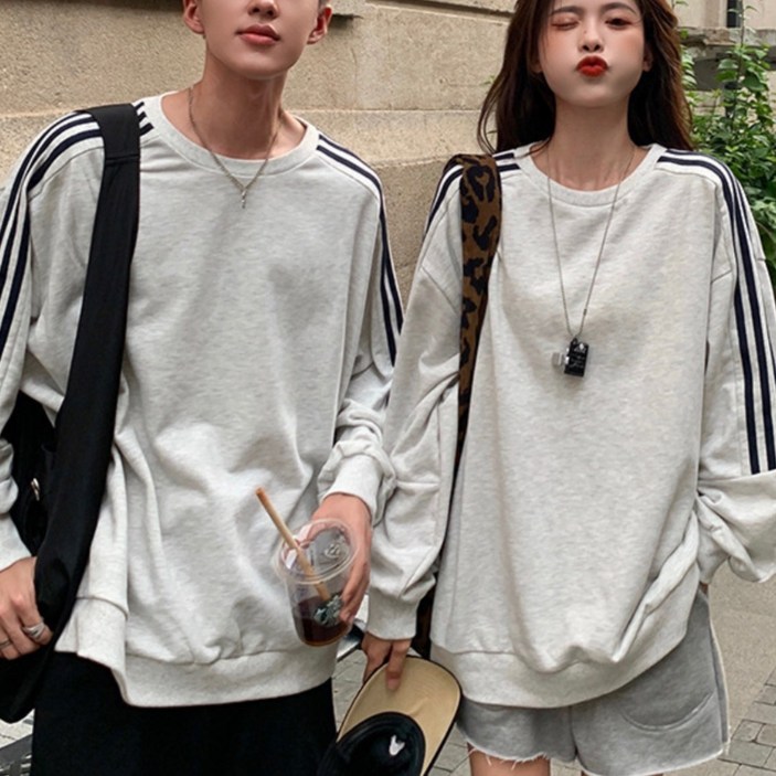 CNK 세줄무늬 남녀공용 여자 남자 맨투맨 루즈핏 긴팔티