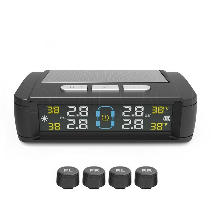 TPMS 센서 타이어 모니터 압력 공기압 온도 측정기 태양열충전 경보장치