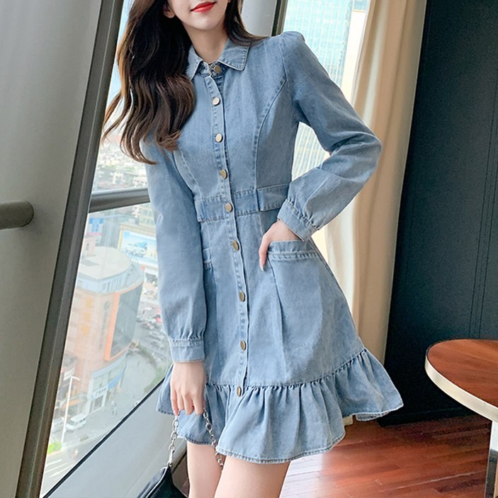 대박난박양 프릴 큐티 연청 원피스 대박난박양 프릴 큐티 연청 원피스