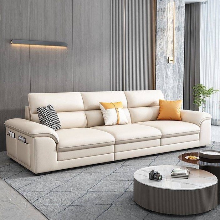 엘티제이 프리미엄 모던 가죽 소파 D2323, 아이보리